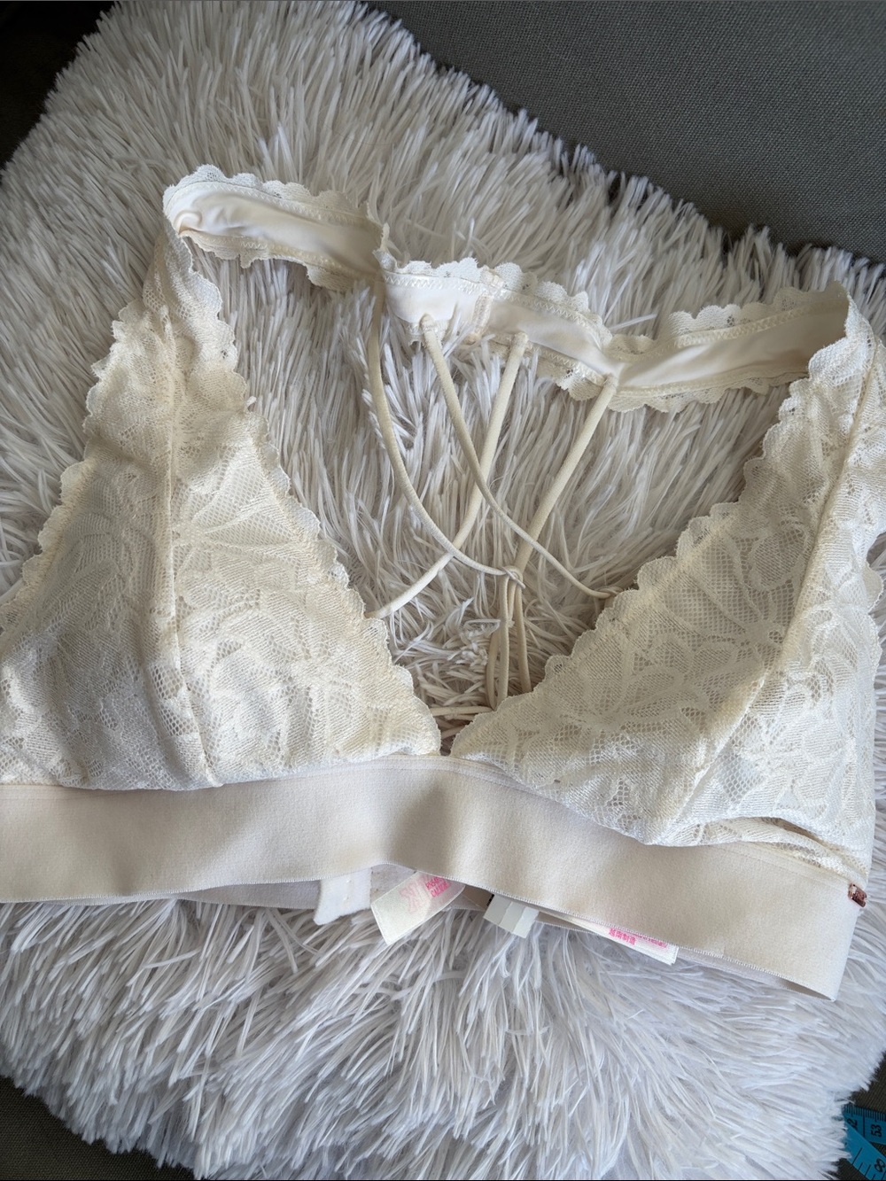 PINK Victoria's Secret Cream Lace Bralette